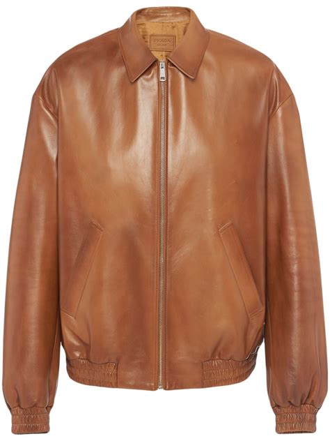 leather carcoat prada|prada leather bomber jacket.